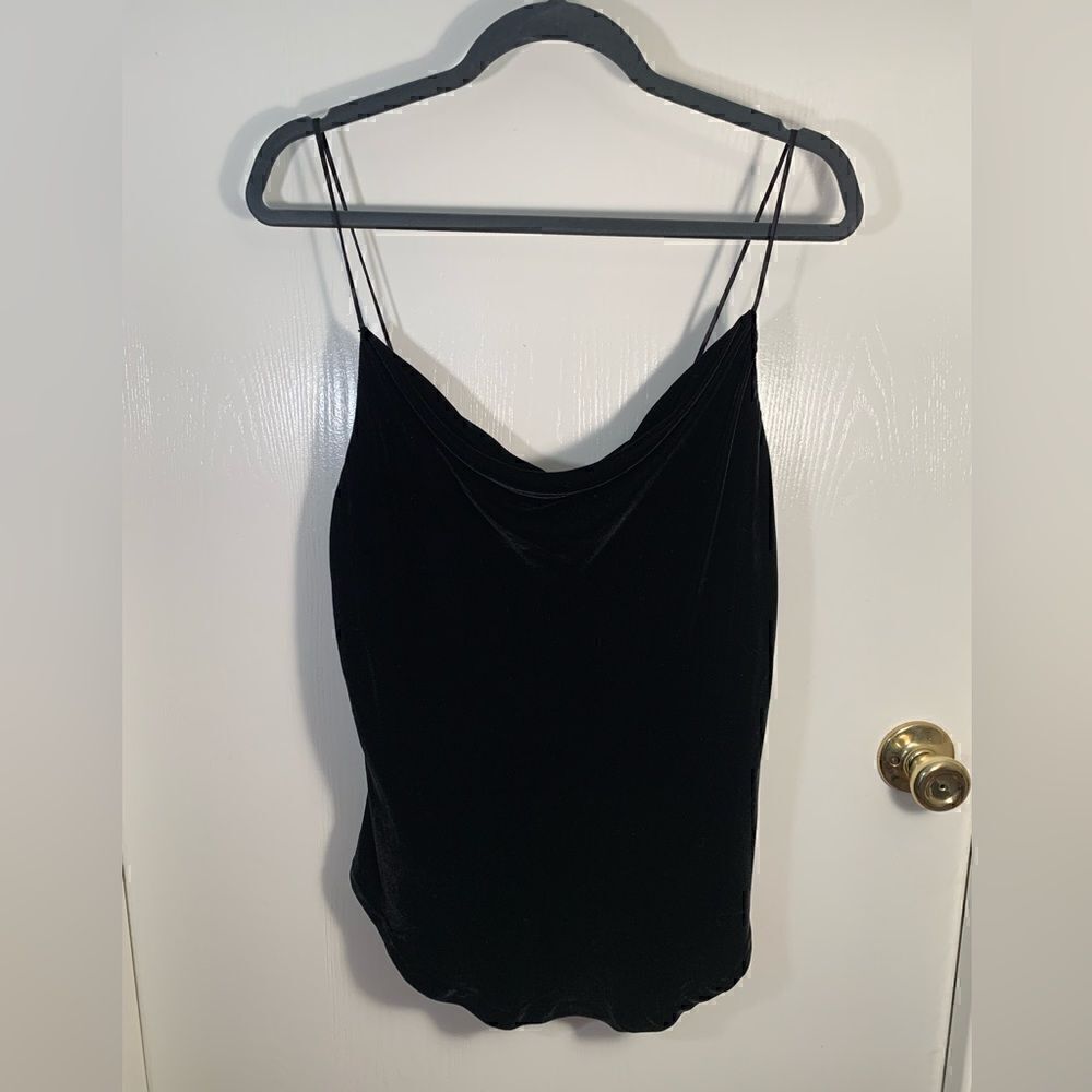 5a7 cinq a sept NWT black velvet draped neckline camisole Size medium